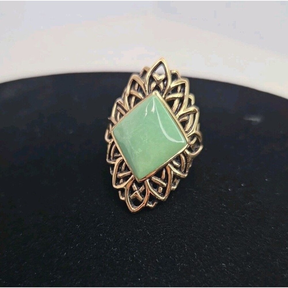 Vintage BARSE Thai Copper Filigree Statement Ring w/Green Turquoise Sz 8 Y2K - Picture 2 of 10